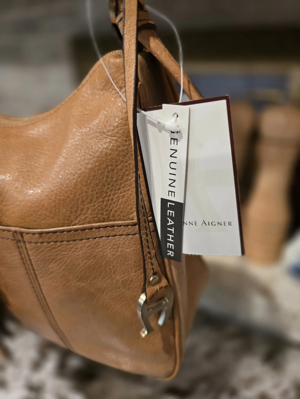 Etienne Aigner Tan Leather Shoulder Bag with Front Buckle